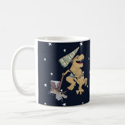 Jour des terres Brwn Dino sur la tasse de café bla (Gauche)