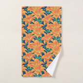 Jour d'Orange avec des Feuilles verts (Serviette à main)