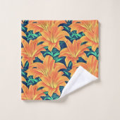 Jour d'Orange avec des Feuilles verts (Gant de toilette)