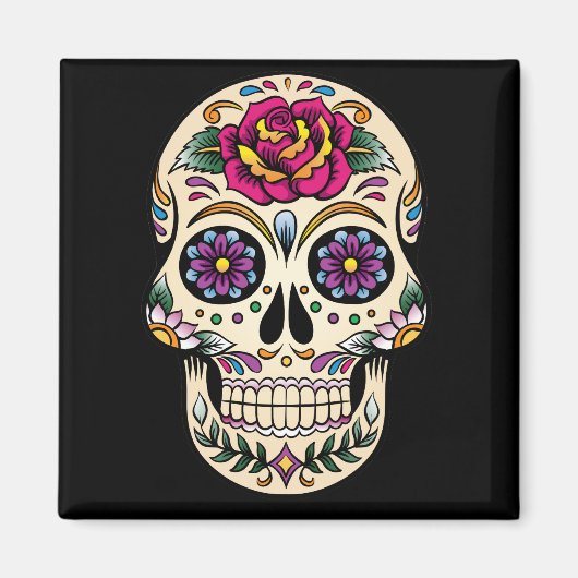 Jour du crâne de sucre mort avec aimant Rose (Devant)