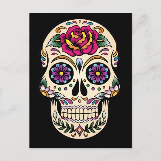 Jour du crâne de sucre mort avec carte postale Ros (Devant)