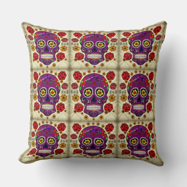 Jour du crâne de sucre pourpre Coussin mort (Recto)