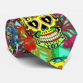 Jour du crâne mort - Cravate crâne jaune-sucre (Roulé)