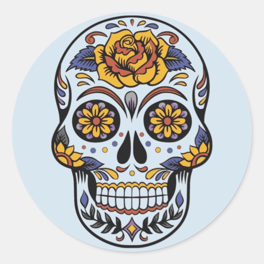 Jour Du Crâne Peint Mort Avec Stickers Roses (Devant)