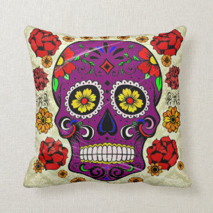 Jour du crâne pourpre de sucre de coussin mort