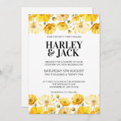 Jour du printemps jaune Faire-part de mariage (Devant / Derrière)