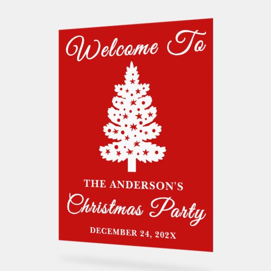 Jour férié Noël Script rouge Bienvenue (Angle)