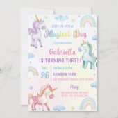 Jour magique Unicorn Arc en ciel Invitation Annive (Devant)