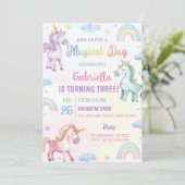 Jour magique Unicorn Arc en ciel Invitation Annive (Debout devant)