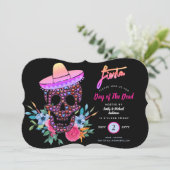 Jour moderne de la Fiesta morte Invitations rose n (Debout devant)