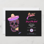 Jour moderne de la Fiesta morte Invitations rose n (Devant)
