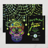 Jour moderne de la mort Fiesta Invitations crâne à (Devant / Derrière)