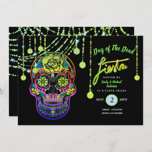 Jour moderne de la mort Fiesta Invitations crâne à