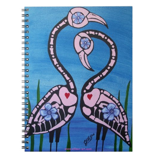 Jour rose de paires de Flamant rose du carnet mort (Devant)