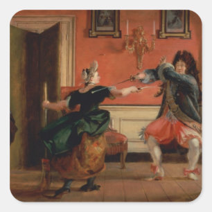 Jourdain Fences his Maid Vierkante Sticker