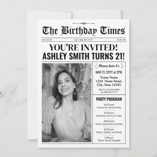 Journal 21e anniversaire Invitation avec programme (Devant)