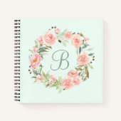 Journal à couronne de fleurs rose pastel monogramm (Devant)