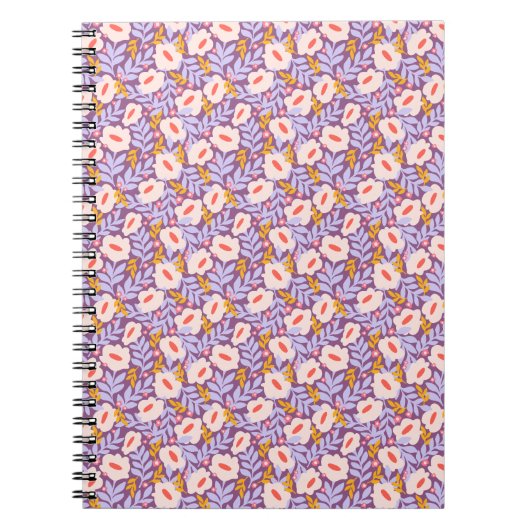 Journal à frontières spirales en fleurs violettes (Devant)