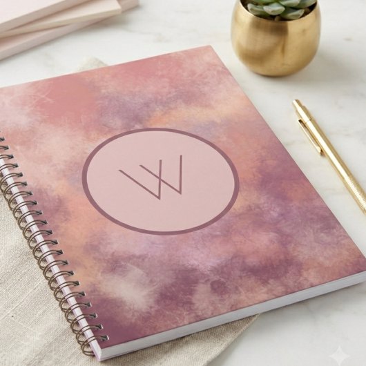 Journal à monogramme abstrait aquarelle rose pouss