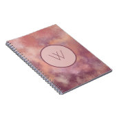 Journal à monogramme abstrait aquarelle rose pouss (Côté Droit)