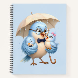 Journal à reliure spirale Famille Papa Oiseau
