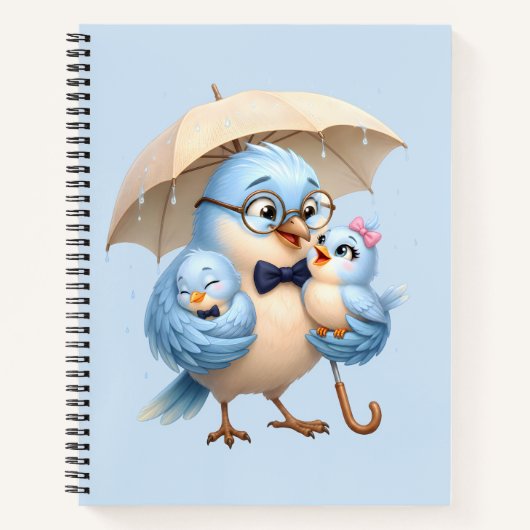 Journal à reliure spirale Famille Papa Oiseau (Devant)