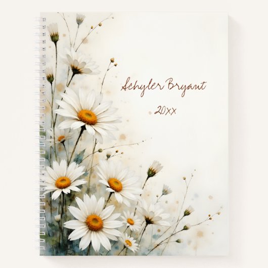 Journal à reliure spirale Fleur de marguerite Prin (Devant)