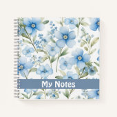 JOURNAL Aquarelle fleurs bleues carnet personnalis (Devant)