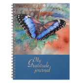 Journal bleu de gratitude d'aquarelle de Morpho (Devant)