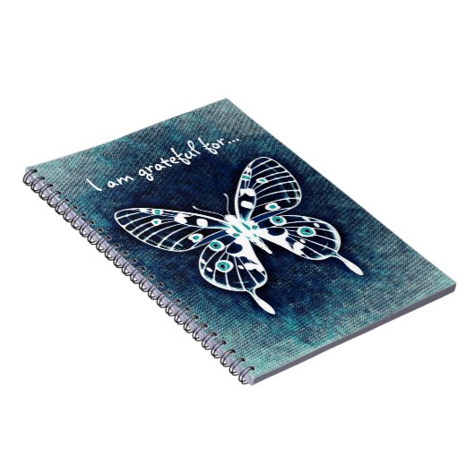 Journal bleu de gratitude de papillon (Côté Droit)
