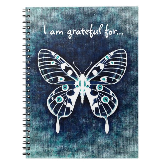 Journal bleu de gratitude de papillon (Devant)