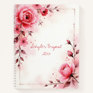 Journal botanique à reliure spirale Roses roses
