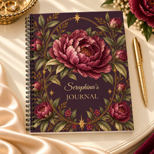Journal botanique personnalisé prune péonie or