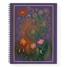Journal botanique sombre vintage Gold Poppy & Fern