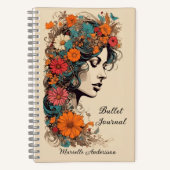 Journal Bullet Fille Rétro avec Fleurs dans les Ch (Recto)