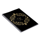 Journal cahier à paillettes noir or Monogramme (Côté Droit)