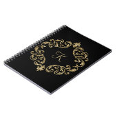 Journal cahier à paillettes noir or Monogramme (Côté gauche)