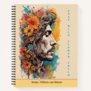 Journal / Cahier de profil masculin floral bohème