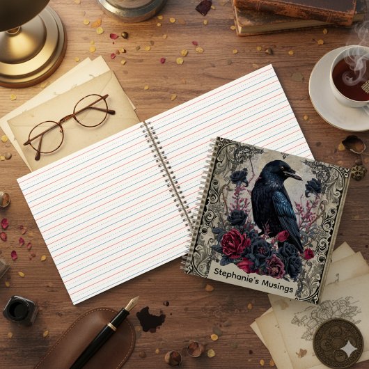 Journal Cahier Gothique Corbeau et Roses