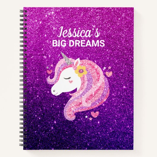 Journal Cahier Licorne Pailletée Chouette (Devant)