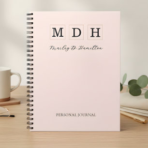 Journal Cahier Monogramme Rose Pâle