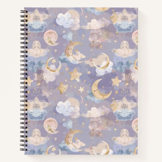 Journal Céleste à l'Aquarelle | Lunes et Étoiles P (Devant)
