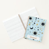 Journal Céleste Soleil Lune Étoiles Noir, Bleu Or (Intérieur)