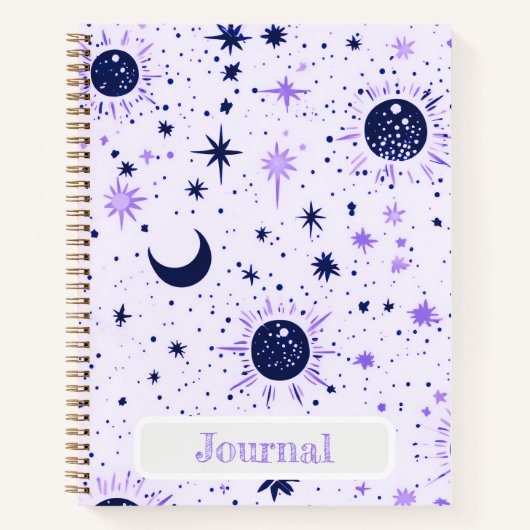 Journal Céleste Soleil Lune Étoiles Noir et Violet (Devant)