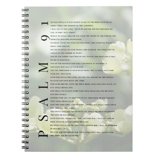 Journal chrétien floral blanc doux Psaume 91 (Devant)