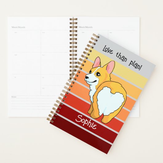 Journal Corgi personnalisé -Planificateur (Devant avec enveloppe)