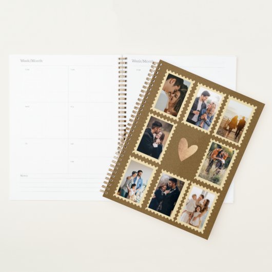 Journal d'amour d'anniversaire de collage de photo (Devant avec enveloppe)