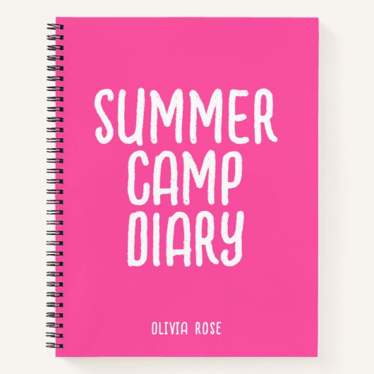 Journal de camp d'été personnalisé en rose (Devant)