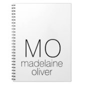 Journal de Carnet de monogramme blanc personnalisé (Devant)