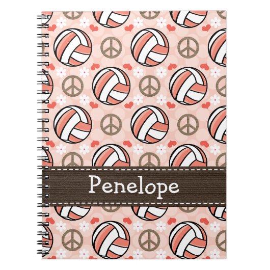 Journal de carnet de notes à spirale de volleyball (Devant)